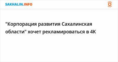 "Корпорация развития Сахалинская области" хочет рекламироваться в 4K за 3 млн