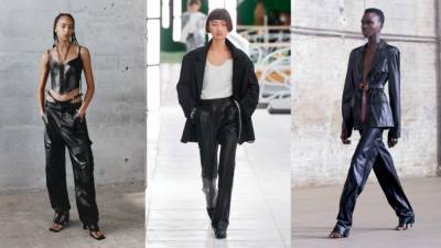 Черные кожаные брюки – модная весенняя покупка