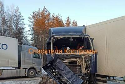 В Макарьевском районе Костромской области столкнулись сразу три грузовика