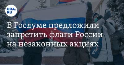 В Госдуме предложили запретить флаги России на незаконных акциях