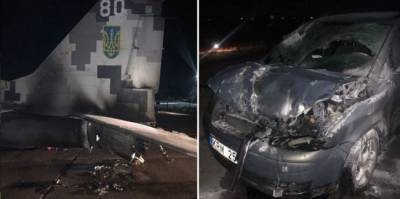 На военном аэродроме под Киевом легковушка протаранила истребитель