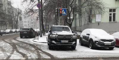 Давид Арахамия запарковал свою машину на пешеходном переходе под светофором, фото - ТЕЛЕГРАФ