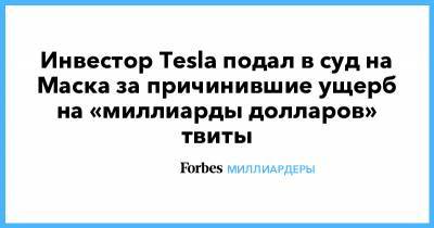Инвестор Tesla подал в суд на Маска за причинившие ущерб на «миллиарды долларов» твиты