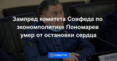 Зампред комитета Совфеда по экономполитике Пономарев умер от остановки сердца