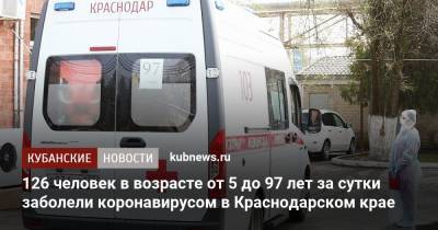 126 человек в возрасте от 5 до 97 лет за сутки заболели коронавирусом в Краснодарском крае