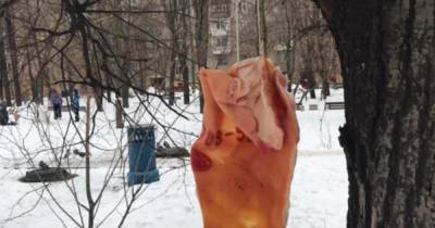 Развешанные во дворах свиные шкуры напугали москвичей