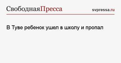 В Туве ребенок ушел в школу и пропал