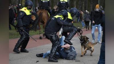 Акция протеста в Гааге закончилась беспорядками. Людей разгоняли водометами и собаками
