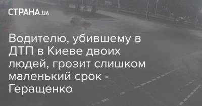 Водителю, убившему в ДТП в Киеве двоих людей, грозит слишком маленький срок - Геращенко
