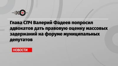Глава СПЧ Валерий Фадеев попросил адвокатов дать правовую оценку массовых задержаний на форуме муниципальных депутатов