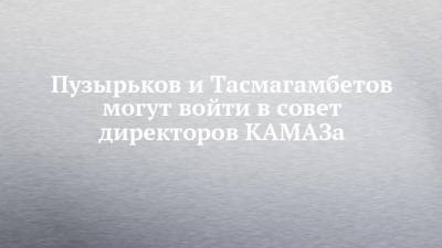 Пузырьков и Тасмагамбетов могут войти в совет директоров КАМАЗа