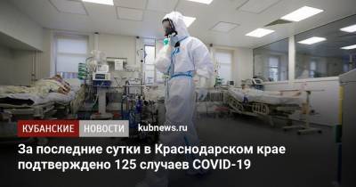 За последние сутки в Краснодарском крае подтверждено 125 случаев COVID-19