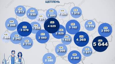 Карта вакцинации: ситуация в областях Украины на 15 марта