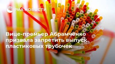 Вице-премьер Абрамченко призвала запретить выпуск пластиковых трубочек