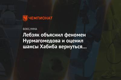 Лебзяк объяснил феномен Нурмагомедова и оценил шансы Хабиба вернуться в MMA
