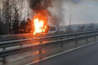 На М-11 в Тверской области сгорел фургон