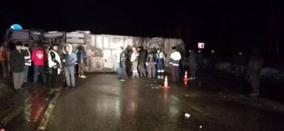 В Рязанской области 17 человек пострадали из-за опрокидывания автобуса