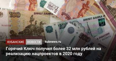 Горячий Ключ в 2020 году получил более 32 млн рублей на реализацию нацпроектов