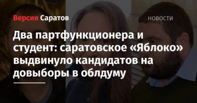 Два партфункционера и студент: саратовское «Яблоко» выдвинуло кандидатов на довыборы в облдуму