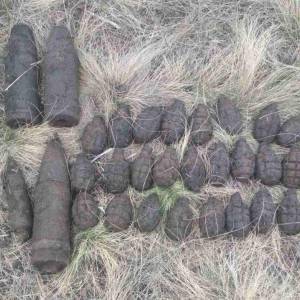 Возле Каневского спасатели обнаружили 32 боеприпаса времен ВОВ. Фотофакт