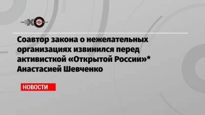 Соавтор закона о нежелательных организациях извинился перед активисткой «Открытой России»* Анастасией Шевченко