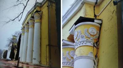 На здании воронежского лестеха после ремонта начала разрушаться колонна