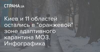 Киев и 11 областей остались в "оранжевой" зоне адаптивного карантина МОЗ. Инфографика