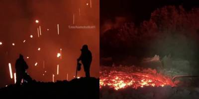 На Камчатке смельчаки вблизи сняли извержение вулкана Ключевская сопка - видео - ТЕЛЕГРАФ
