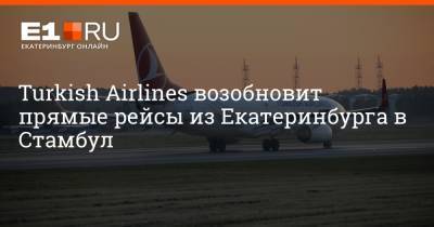 Turkish Airlines возобновит прямые рейсы из Екатеринбурга в Стамбул