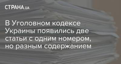 В Уголовном кодексе Украины появились две статьи с одним номером, но разным содержанием