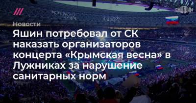 Яшин потребовал от СК наказать организаторов концерта «Крымская весна» в «Лужниках» за нарушение санитарных норм
