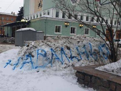 Находчивые жители Челябинска пишут на неубранных снежных кучах "Навальный"