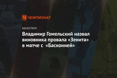 Владимир Гомельский назвал виновника провала «Зенита» в матче с «Басконией»