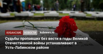 Судьбы пропавших без вести в годы Великой Отечественной войны устанавливают в Усть-Лабинском районе