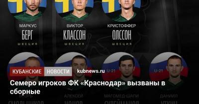Семеро игроков ФК «Краснодар» вызваны в сборные