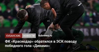 ФК «Краснодар» обратился в ЭСК поводу победного гола «Динамо»