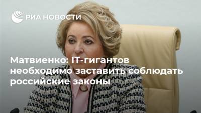 Матвиенко: IT-гигантов необходимо заставить соблюдать российские законы