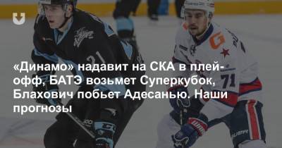 «Динамо» надавит на СКА в плей-офф, БАТЭ возьмет Суперкубок, Блахович побьет Адесанью. Наши прогнозы