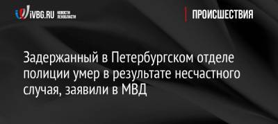 Задержанный в Петербургском отделе полиции умер в результате несчастного случая, заявили в МВД