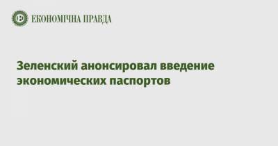 Зеленский анонсировал введение экономических паспортов