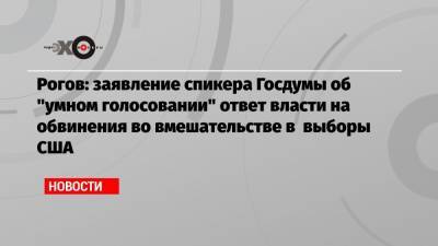 Рогов: заявление спикера Госдумы об «умном голосовании» ответ власти на обвинения во вмешательстве в выборы США
