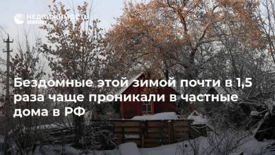 Бездомные этой зимой почти в 1,5 раза чаще проникали в частные дома в РФ