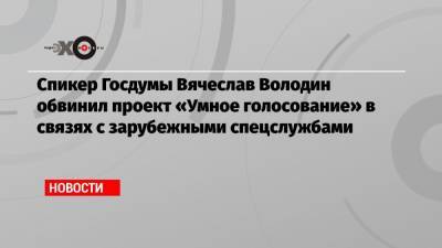 Спикер Госдумы Вячеслав Володин обвинил проект «Умное голосование» в связях с зарубежными спецслужбами