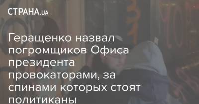 Геращенко назвал погромщиков Офиса президента провокаторами, за спинами которых стоят политиканы