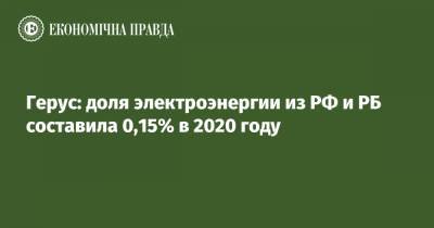 Герус: доля электроэнергии из РФ и РБ составила 0,15% в 2020 году