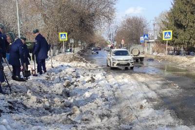 В Рязани десантники закидали дорогу снегом