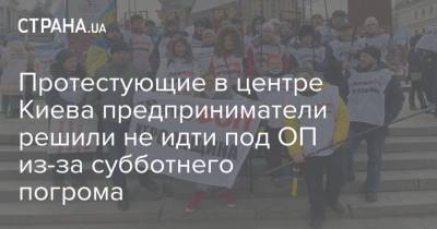 Протестующие в центре Киева предприниматели решили не идти под ОП из-за субботнего погрома