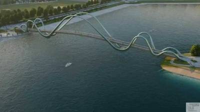 Появились фото строительства нового моста-волны в Киеве