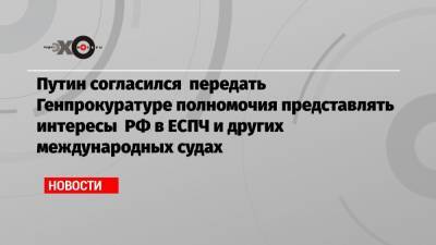 Путин согласился передать Генпрокуратуре полномочия представлять интересы РФ в ЕСПЧ и других международных судах