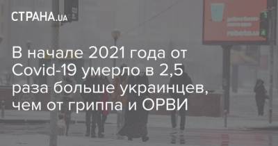 В начале 2021 года от Covid-19 умерло в 2,5 раза больше украинцев, чем от гриппа и ОРВИ